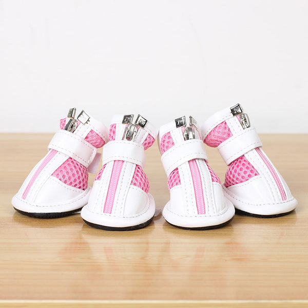 HKM-4595133 Small Pet Dog Lightweight Sports Shoes - Anti-Slip Mesh Footwear in Pink, Red, and Sky Blue Sizes 1-5