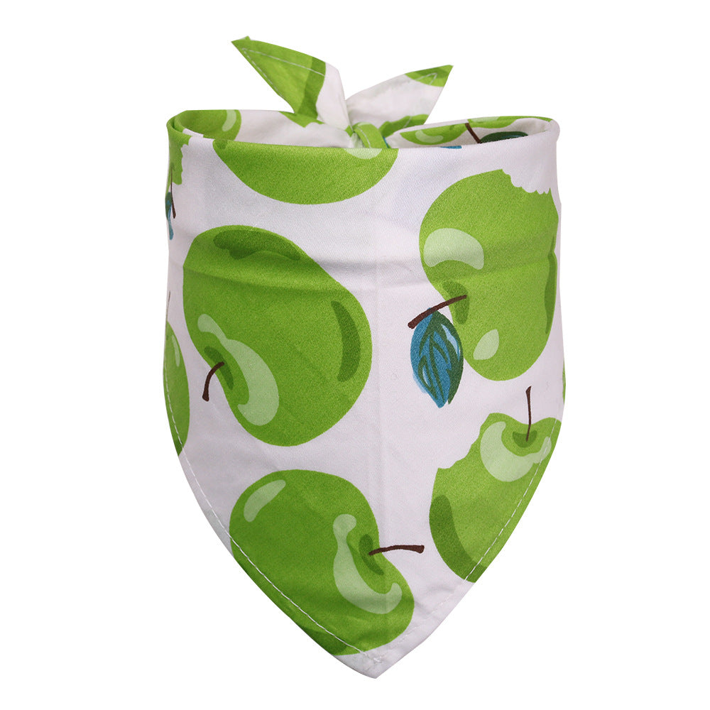HKM-4595901 Fruit Pattern Cotton Triangle Scarf for Dogs and Cats - Small and Medium Sizes Available