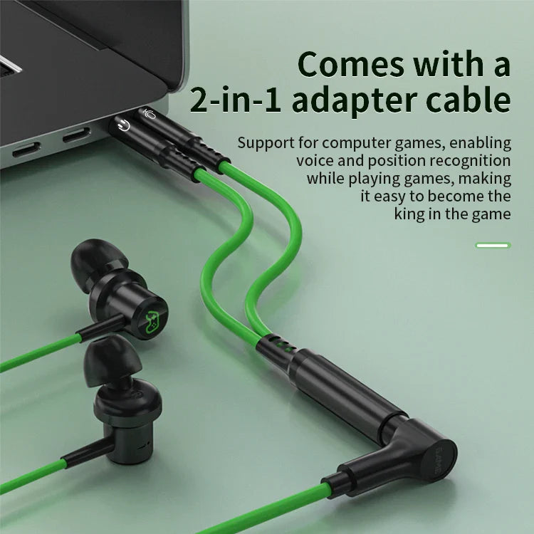 HKM-459603 In-Ear Wired Gaming Earphones with Microphone and Volume Control for Mobile Devices