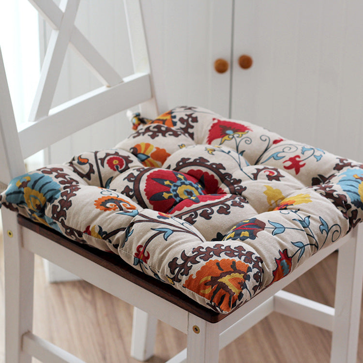 HKM-459667 Memory Foam Dining Chair Cushion - Cotton Double Warp Canvas, 40x40x7cm, Various Styles