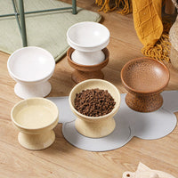HKM-459731 Ceramic Cat Bowl with High Foot and Shallow Mouth, Available in Various Patterns