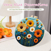 HKM-459795 Wool Felt Needle Painting Kit with Embroidery Frame – Flower and Leaf Patterns