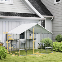 HKM-4598333 Extra Large Metal Outdoor Catio for Cats with Waterproof Cover, Resting Boxes, and Multiple Jumping Platforms