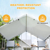 HKM-4598333 Extra Large Metal Outdoor Catio for Cats with Waterproof Cover, Resting Boxes, and Multiple Jumping Platforms