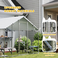 HKM-4598333 Extra Large Metal Outdoor Catio for Cats with Waterproof Cover, Resting Boxes, and Multiple Jumping Platforms