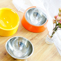 HKM-4598461 Inclined Stainless Steel Dog and Cat Food Bowl - Short Mouth Design, Various Sizes