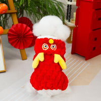 HKM-4598845 Double-Sided Velvet Fluffy Jacket for Pets - Cartoon Little Dragon Design in Red, Available in Multiple Sizes