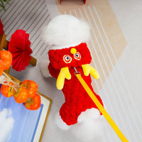HKM-4598845 Double-Sided Velvet Fluffy Jacket for Pets - Cartoon Little Dragon Design in Red, Available in Multiple Sizes