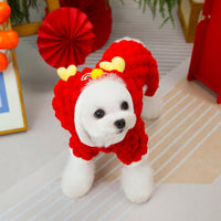 HKM-4598845 Double-Sided Velvet Fluffy Jacket for Pets - Cartoon Little Dragon Design in Red, Available in Multiple Sizes