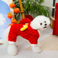 HKM-4598845 Double-Sided Velvet Fluffy Jacket for Pets - Cartoon Little Dragon Design in Red, Available in Multiple Sizes