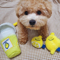 HKM-4599101 Plush Lemon Tea Cup Toy with Snack Pocket and BB Call for Pets