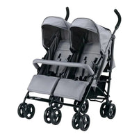 HKM-4601171 side-by-side twin umbrella stroller in gray