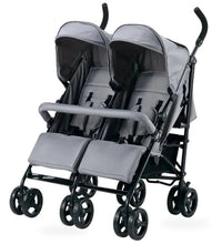 HKM-4601171 twin umbrella stroller studio view in gray