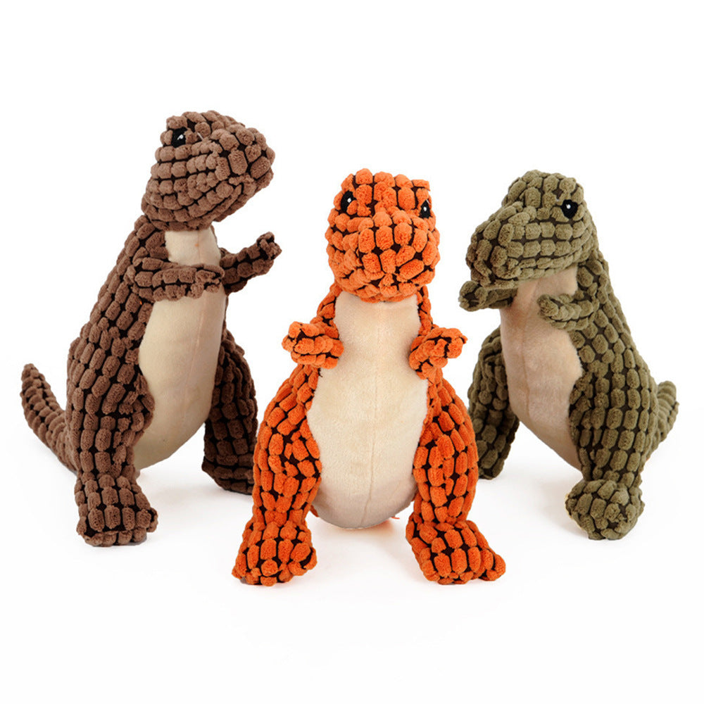 HKM-4603709 Giant Interactive Dinosaur Plush Dog Toy with Squeakers for Large Dogs and Small Breeds