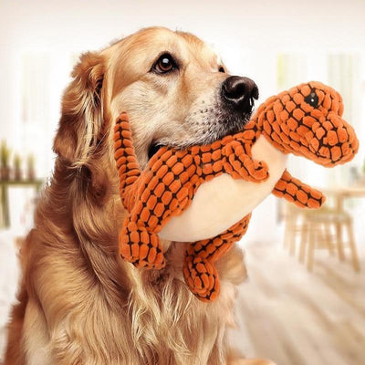 HKM-4603709 Giant Interactive Dinosaur Plush Dog Toy with Squeakers for Large Dogs and Small Breeds