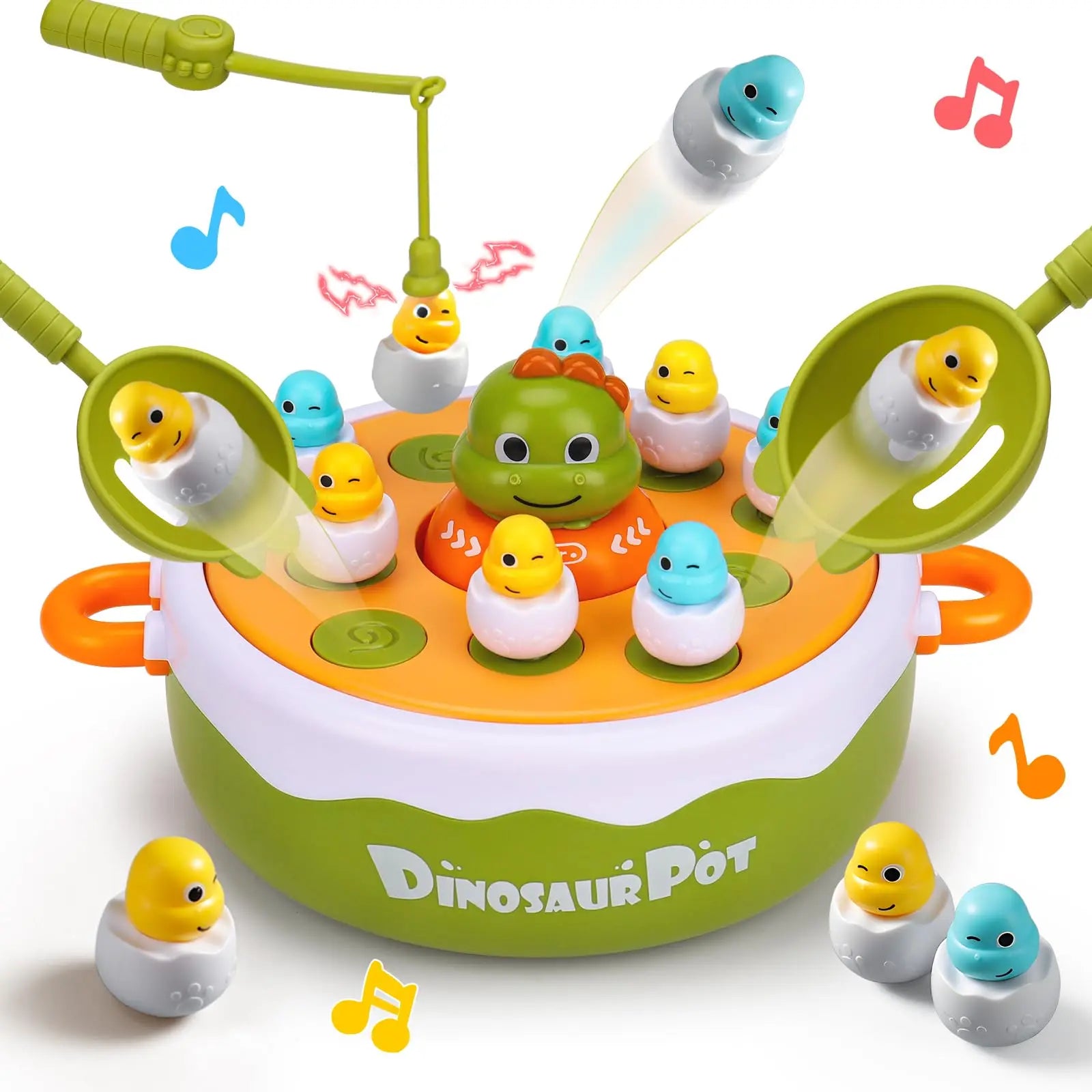 HKM-460371 Dinosaur 4 in 1 Pop Up Board Game for Kids - Electronic Musical Bouncing Turntable Fishing Fun