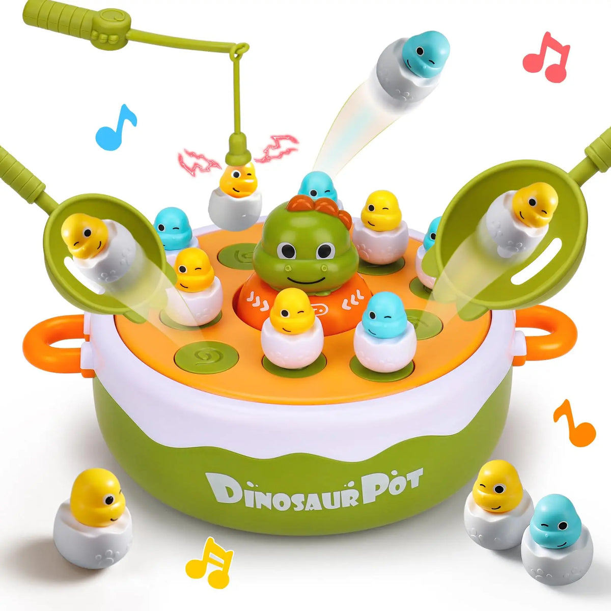 HKM-460371 Dinosaur 4 in 1 Pop Up Board Game for Kids - Electronic Musical Bouncing Turntable Fishing Fun