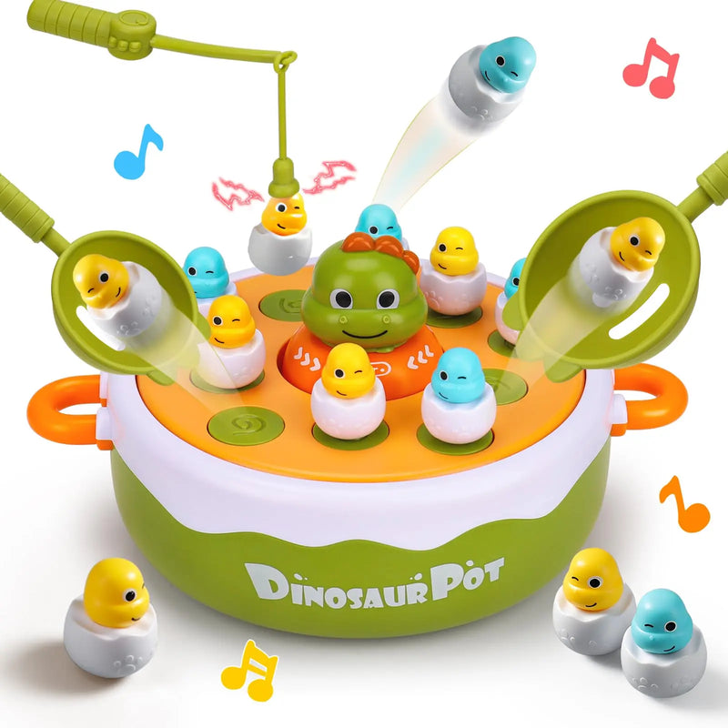 HKM-460371 Dinosaur 4 in 1 Pop Up Board Game for Kids - Electronic Musical Bouncing Turntable Fishing Fun
