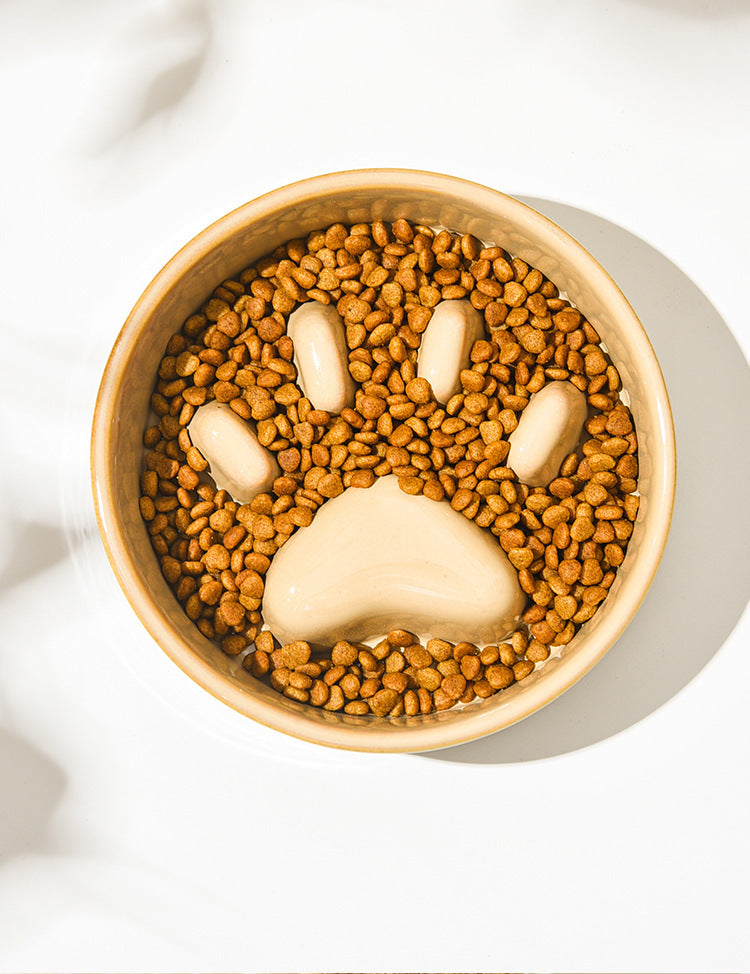 HKM-4604221 Japanese Style Medium Ceramic Pet Bowl for Cats and Dogs with Wooden Frame, 15.5cm