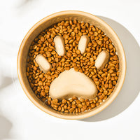 HKM-4604221 Japanese Style Medium Ceramic Pet Bowl for Cats and Dogs with Wooden Frame, 15.5cm