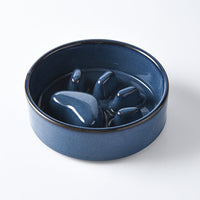 HKM-4604221 Japanese Style Medium Ceramic Pet Bowl for Cats and Dogs with Wooden Frame, 15.5cm