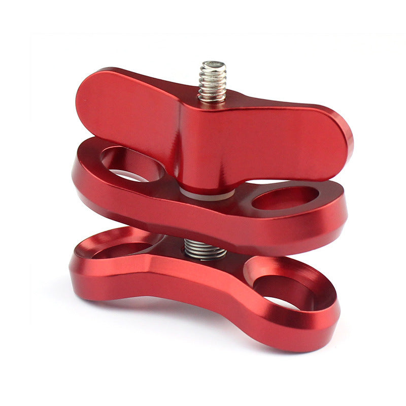 HKM-460563 Three-Hole Butterfly Clip for Diving Photography, Compatible with GOPRO and Other Action Cameras, Aluminum Alloy, 55*55*62mm, Available in Red, Blue, Black