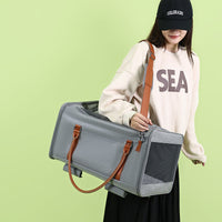 HKM-4606269 Portable Multifunctional Cat Carrier with Universal Wheels and Pull Rod - Soft Nylon Design