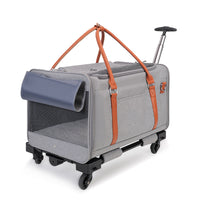 HKM-4606269 Portable Multifunctional Cat Carrier with Universal Wheels and Pull Rod - Soft Nylon Design