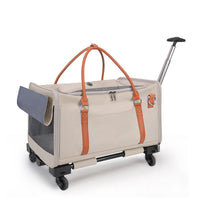 HKM-4606269 Portable Multifunctional Cat Carrier with Universal Wheels and Pull Rod - Soft Nylon Design