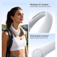HKM-4607315 Portable Neck Fan, Hands-Free Bladeless Design, 5 Speed Settings, 4000 mAh Rechargeable Battery, Lightweight and Comfortable, Ideal for Outdoor Activities and Travel, Grey