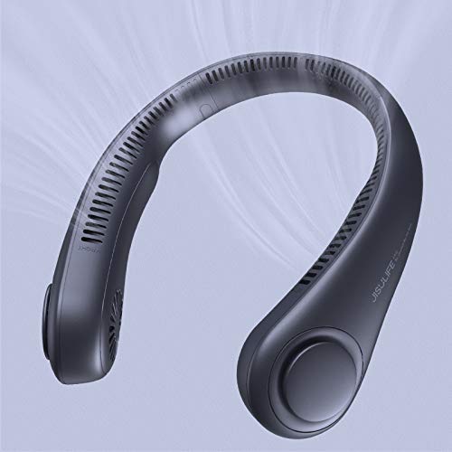 HKM-4607315 Portable Neck Fan, Hands-Free Bladeless Design, 5 Speed Settings, 4000 mAh Rechargeable Battery, Lightweight and Comfortable, Ideal for Outdoor Activities and Travel, Grey