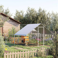 HKM-4607677 Metal Chicken Run with Cover and Lockable Door for Outdoor Use, Ideal for Small Animals, 10' x 13' x 6.5'