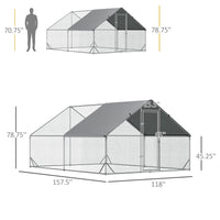 HKM-4607677 Metal Chicken Run with Cover and Lockable Door for Outdoor Use, Ideal for Small Animals, 10' x 13' x 6.5'
