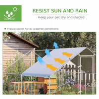 HKM-4607677 Metal Chicken Run with Cover and Lockable Door for Outdoor Use, Ideal for Small Animals, 10' x 13' x 6.5'