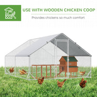 HKM-4607677 Metal Chicken Run with Cover and Lockable Door for Outdoor Use, Ideal for Small Animals, 10' x 13' x 6.5'