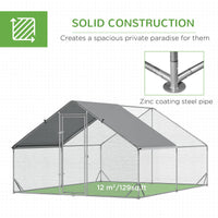 HKM-4607677 Metal Chicken Run with Cover and Lockable Door for Outdoor Use, Ideal for Small Animals, 10' x 13' x 6.5'