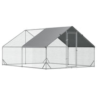 HKM-4607677 Metal Chicken Run with Cover and Lockable Door for Outdoor Use, Ideal for Small Animals, 10' x 13' x 6.5'