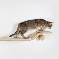 HKM-4608189 Wall-Mounted Wooden Cat Suspension Bridge Pet Stairs - 100x19CM Plywood Design