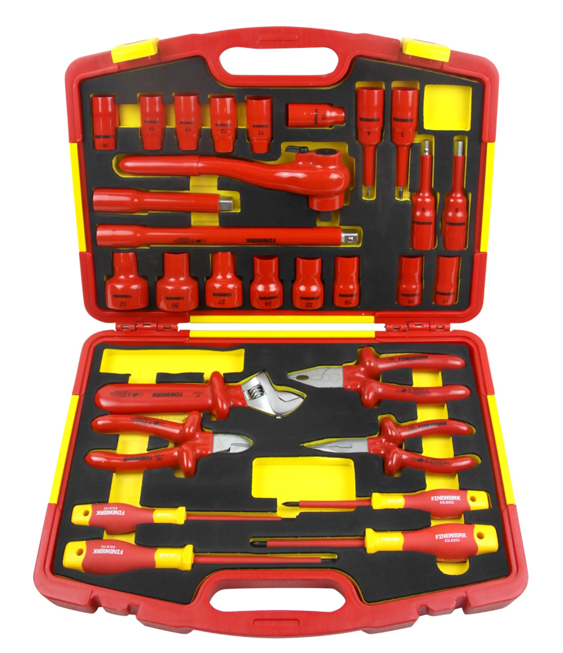HKM-460883 29-Piece Insulated Tool Set with Pliers, Screwdrivers, Sockets, and Adjustable Wrench for Electrical Work