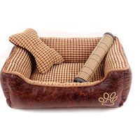 HKM-4609853 Cozy Suede Pet Nest with Free Bone, Blanket, and Summer Mat