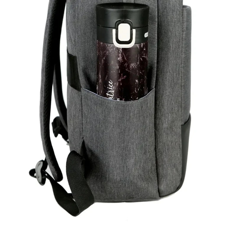 HKM-461075 Custom Logo Laptop Backpack with Waterproof Zipper and USB Port, Polyester Material