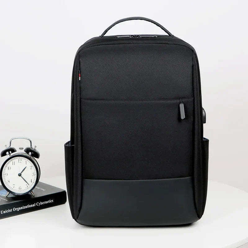 HKM-461075 Custom Logo Laptop Backpack with Waterproof Zipper and USB Port, Polyester Material