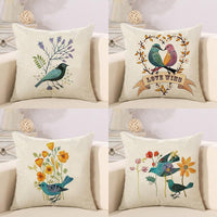 HKM-461075 Thrush Flower Cartoon Waist Cushion - Cotton & Linen Filling, 45x45 cm