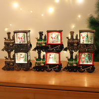 HKM-461139 Santa Claus Water Injection Brush Gold Train Night Lamp Christmas Ornament Gift