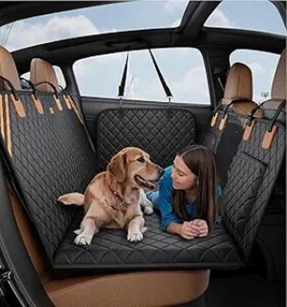 HKM-4611645 Dog Car Back Seat Cover with Waterproof, Non-Slip Design, 400 lbs Weight Capacity, 8-Layer Hard Bottom, Easy Installation and Cleaning