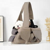 HKM-4612029 Breathable Apricot Cloth Pet Handbag for Outdoor Use, Portable and Versatile Design