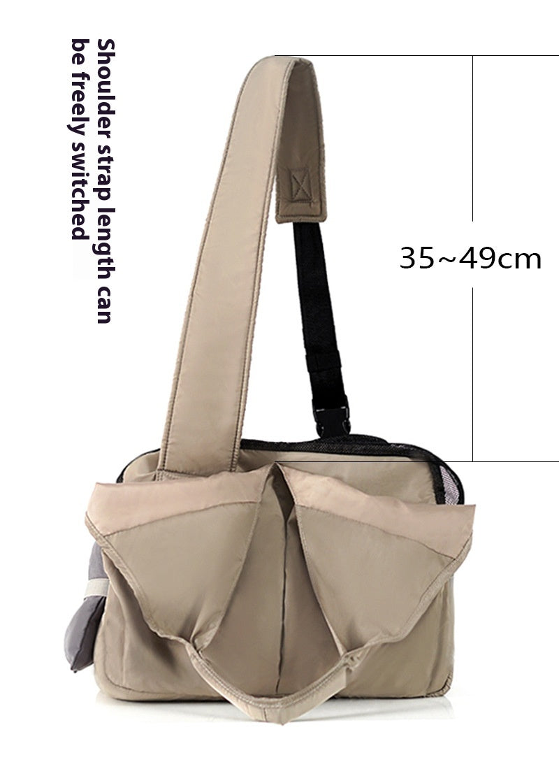 HKM-4612029 Breathable Apricot Cloth Pet Handbag for Outdoor Use, Portable and Versatile Design