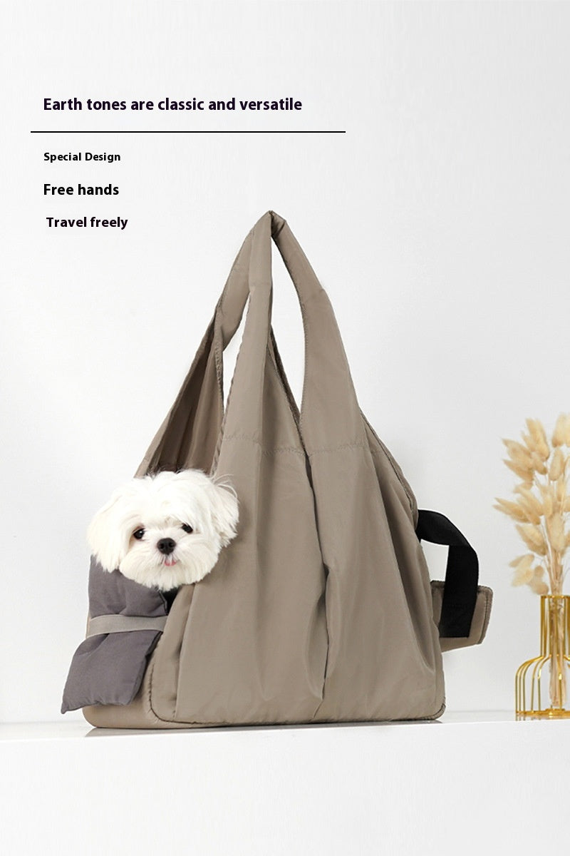 HKM-4612029 Breathable Apricot Cloth Pet Handbag for Outdoor Use, Portable and Versatile Design