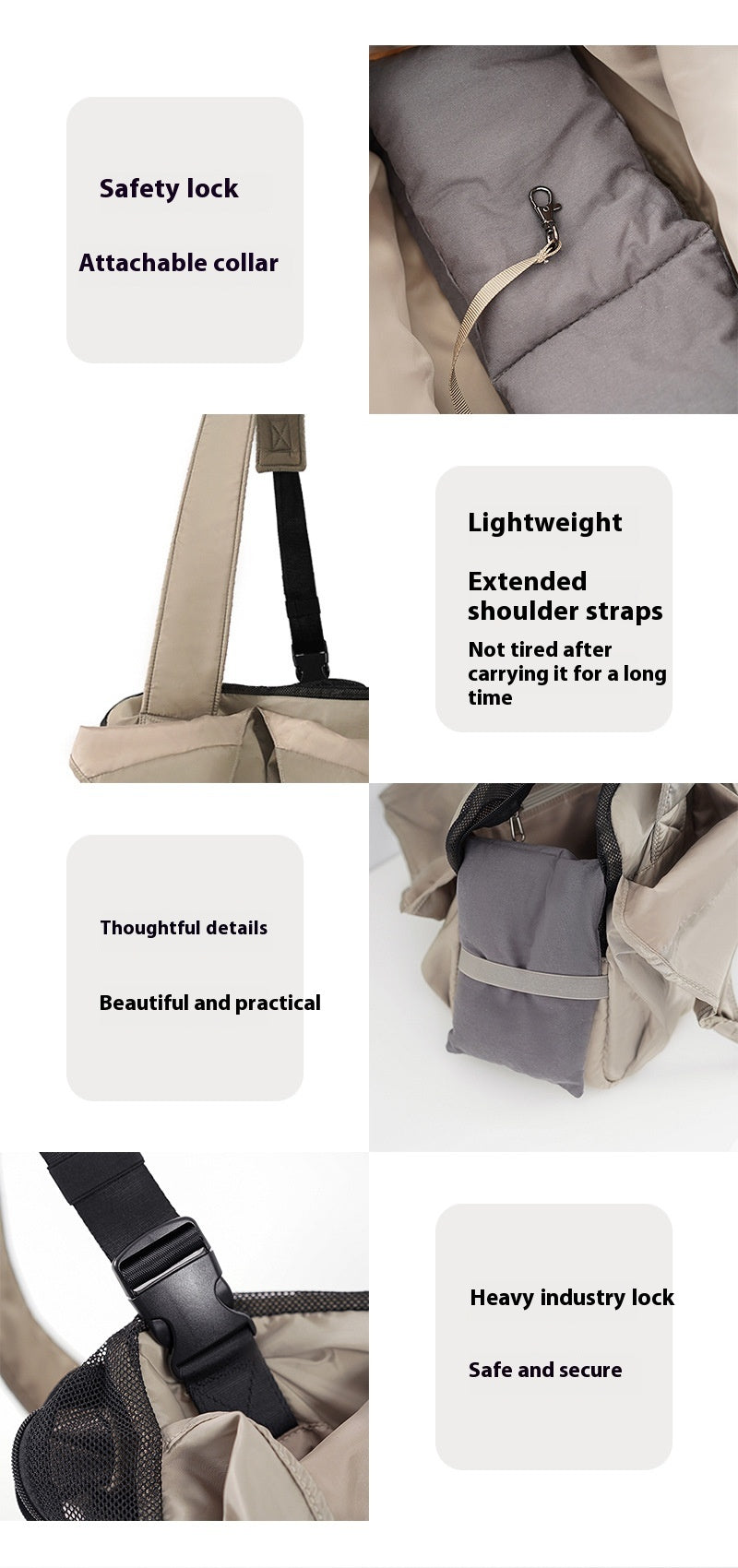 HKM-4612029 Breathable Apricot Cloth Pet Handbag for Outdoor Use, Portable and Versatile Design