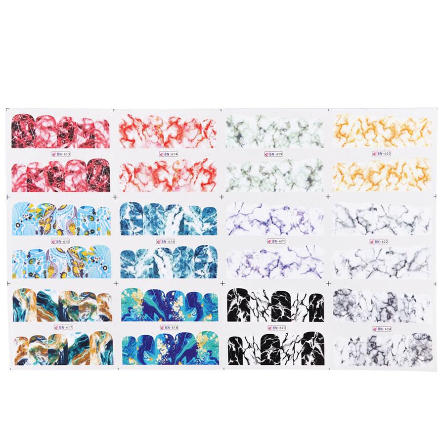 HKM-461331 French Art Marbling Nail Enhancement Watermark Stickers - Black and White Texture for Watercolor Nail Art